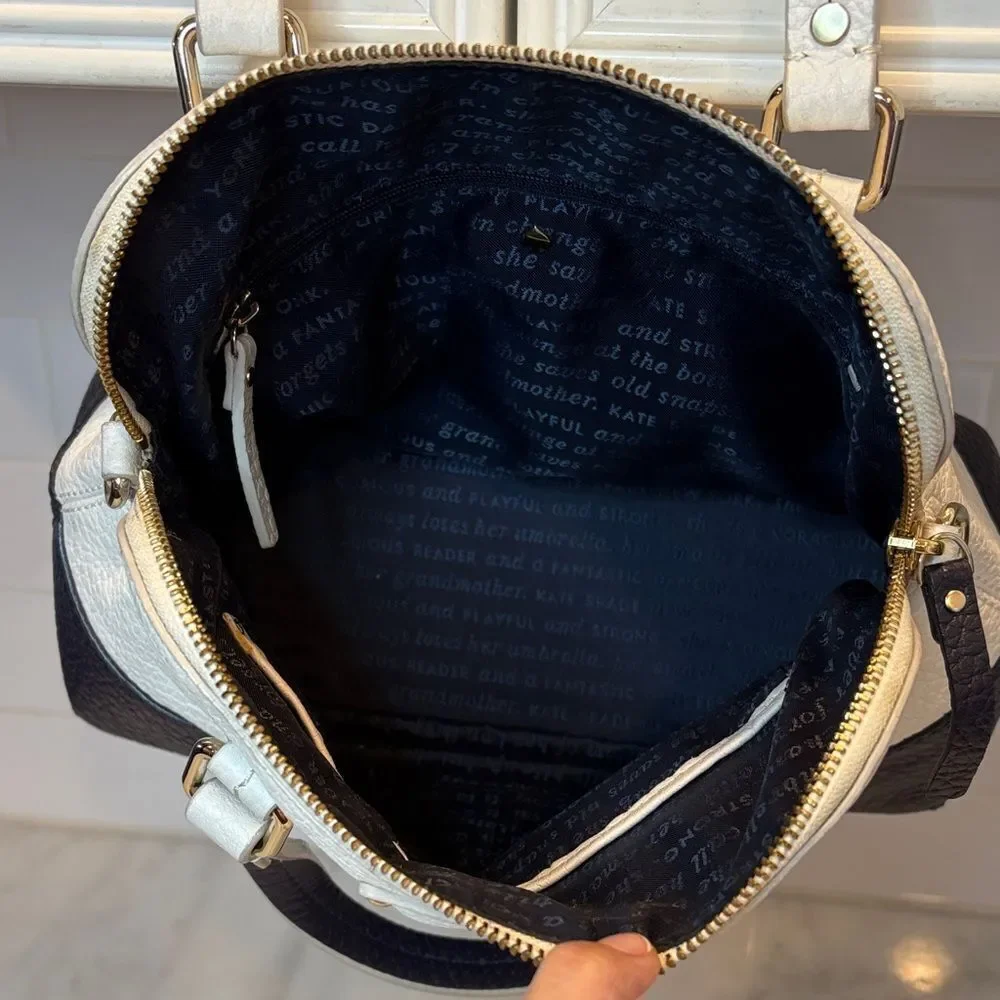 Kate Spade Bag Purse Handbag Leather Color Block Pebbled Domed Satchel Bag Tote